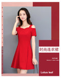 Img 9 - Women Summer Korean Bare Shoulder Elegant High Waist Slimming Solid Colored Dress