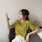 IMG 120 of Solid Colored Short Sleeve Western Undershirt Tops Women ins Korean Summer Loose Slim Look T-Shirt