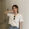 IMG 111 of Solid Colored Short Sleeve Western Undershirt Tops Women ins Korean Summer Loose Slim Look T-Shirt