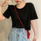 IMG 147 of Solid Colored Short Sleeve Western Undershirt Tops Women ins Korean Summer Loose Slim Look T-Shirt