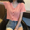 Img 10 - Women Short Sleeve T-Shirt Summer Slimming Slim-Look Thin Knitted Casual Korean INS Tops T-Shirt