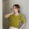 IMG 117 of Solid Colored Short Sleeve Western Undershirt Tops Women ins Korean Summer Loose Slim Look T-Shirt