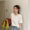 IMG 109 of Solid Colored Short Sleeve Western Undershirt Tops Women ins Korean Summer Loose Slim Look T-Shirt