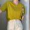 IMG 116 of Solid Colored Short Sleeve Western Undershirt Tops Women ins Korean Summer Loose Slim Look T-Shirt