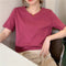 IMG 136 of Solid Colored Short Sleeve Western Undershirt Tops Women ins Korean Summer Loose Slim Look T-Shirt