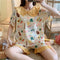 Summer Pajamas Women Korean Sweet Look Adorable Thin Doll Collar Short Sleeve Pants Sets Outdoor Student Loungewear Sleepwear