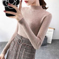Img 7 - Half-Height Collar Women Korean Slimming Slim-Look Long Sleeved All-Matching Knitted Tops Pullover