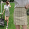 Img 5 - Chequered Skirt Women Korean Student High Waist Splitted A-Line Hip Flattering Skirt