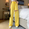 Img 2 - Personality Ripped Loose Drape Wide Leg Pants Women High Waist Slim Look Straight Casual Long