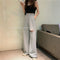 Img 6 - Personality Ripped Loose Drape Wide Leg Pants Women High Waist Slim Look Straight Casual Long