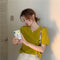 IMG 114 of Solid Colored Short Sleeve Western Undershirt Tops Women ins Korean Summer Loose Slim Look T-Shirt