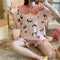 Summer Pajamas Women Korean Sweet Look Adorable Thin Doll Collar Short Sleeve Pants Sets Outdoor Student Loungewear Sleepwear