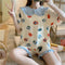 Summer Pajamas Women Korean Sweet Look Adorable Thin Doll Collar Short Sleeve Pants Sets Outdoor Student Loungewear Sleepwear