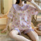 Summer Pajamas Women Korean Sweet Look Adorable Thin Doll Collar Short Sleeve Pants Sets Outdoor Student Loungewear Sleepwear