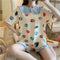 IMG 115 of Summer Pajamas Women Korean Sweet Look Adorable Thin Doll Collar Short Sleeve Pants Sets Outdoor Student Loungewear Sleepwear