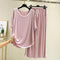 Modal Casual Sets Women Summer Trendy Round-Neck Plus Size Home Tops High Waist Loose Wide Leg Shorts Two-Piece Sleepwear