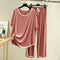 Modal Casual Sets Women Summer Trendy Round-Neck Plus Size Home Tops High Waist Loose Wide Leg Shorts Two-Piece Sleepwear