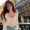 Img 1 - Summer Splitted Folded Knitted Cardigan Women Thin Sunscreen Tops