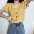 Img 9 - Women Short Sleeve T-Shirt Summer Slimming Slim-Look Thin Knitted Casual Korean INS Tops T-Shirt
