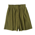 Img 1 - Summer Popular Mid-Length Wide Leg High Waist Thin Loose Cool Casual Ice Silk Pleated Shorts Women Pants
