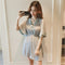 Img 6 - Summer Petite V-Neck Slim Look Short Sleeve Dress Women Korean Lace Spliced Solid Colored Trendy Skirt Dress