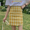 Img 7 - Chequered Skirt Women Korean Student High Waist Splitted A-Line Hip Flattering Skirt