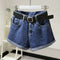 Img 7 - Women Denim Shorts Summer Trendy All-Matching Slim Look Korean Wide Leg Folded A-Line Hot Pants ins