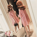 Img 4 - Summer Korean Flare Sleeves Bare Shoulder Chequered Dress Women Student Loose A-Line Doll Dress