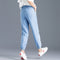 Img 2 - Denim Pants Women Hem Striped Thin Summer Loose Casual Pants Breathable Slim Look Ice Silk Ankle-Length