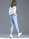 Img 5 - Denim Pants Women Hem Striped Thin Summer Loose Casual Pants Breathable Slim Look Ice Silk Ankle-Length