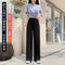 Ice Silk Knitted Wide Leg Pants Women Summer Drape Straight High Waist Loose Student Casual Pants