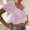 IMG 123 of Europe Women Summer INS Solid Colored Bare Belly Short Sleeve Button T-Shirt Tops T-Shirt