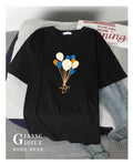 Women Printed Summer Korean Popular Loose Minimalist Plus Size Student INS Tops Short Sleeve T-Shirt