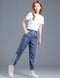 Img 3 - Denim Pants Women Hem Striped Thin Summer Loose Casual Pants Breathable Slim Look Ice Silk Ankle-Length