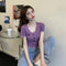 Img 3 - Butterfly Embroidery High Waist Tops Short Sleeve Summer Slim Look Sweater Matching Cardigan Thin Women