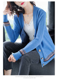 IMG 142 of Women Sweater V-Neck Mix Colours Long Sleeved Cultural Style Cardigan Western Outerwear