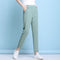 Img 8 - Three Quarter Ankle-Length Pants Women Summer Ice Silk Cotton Blend Casual Korean Loose Slim Fit Carrot