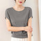 Img 4 - Short Sleeve T-Shirt Women Silk Summer Korean Round-Neck Plus Size Casual Knitted Batwing Undershirt Loose Tops