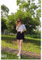 IMG 119 of High Waist Shorts Women Summer Thin Outdoor Casual Korean Black Loose Plus Size Chiffon Wide Leg Pants Shorts