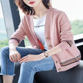Women Sweater V-Neck Mix Colours Long Sleeved Cultural Style Cardigan Western Outerwear