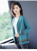 IMG 148 of Women Sweater V-Neck Mix Colours Long Sleeved Cultural Style Cardigan Western Outerwear