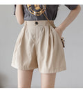 IMG 141 of Cotton Blend Cozy Home Shorts Women Loose Summer High Waist Casual Wide Leg Shorts