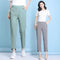 Img 1 - Three Quarter Ankle-Length Pants Women Summer Ice Silk Cotton Blend Casual Korean Loose Slim Fit Carrot