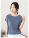 IMG 106 of Short Sleeve T-Shirt Women Silk Summer Korean Round-Neck Plus Size Casual Knitted Batwing Undershirt Loose Tops T-Shirt