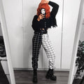 IMG 103 of Women Europe Trendy Casual High Waist Black White Color-Matching Cargo Long Pants