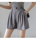 IMG 131 of Cotton Blend Cozy Home Shorts Women Loose Summer High Waist Casual Wide Leg Shorts