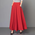 Img 4 - Plus Size Solid Colored Skirt Southeast Asia High Waist Slim Look Four Seasons Elegant Flare A-Line Women Skirt