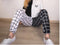 IMG 108 of Women Europe Trendy Casual High Waist Black White Color-Matching Cargo Long Pants