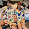 Img 2 - Couple Pajamas insTrendy Korean Short Sleeve Silk Two-Piece Sets Cartoon Printed Thin Loungewear