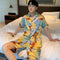 Couple Pajamas INS Trendy Korean Short Sleeve Silk Two-Piece Sets Cartoon Printed Thin Loungewear Sleepwear